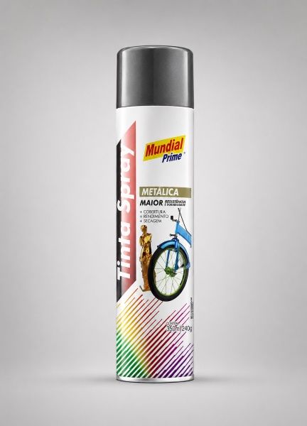 TINTA SPRAY MUNDIAL 400ML GRAFITE MET. 